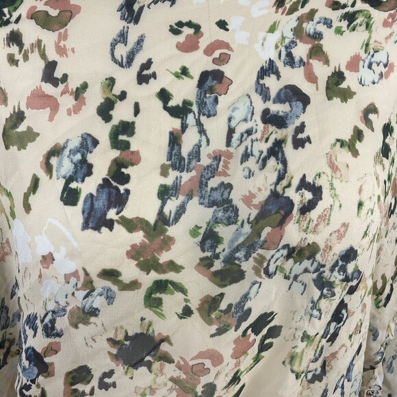 Rory Beca Ivory Print Silk Blouse Asymmetrical Size XS - Picture 3 of 13